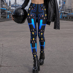 Legging Robô Mecânico Androide da Rapariga Gótica Negra