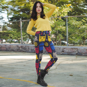 Legging robôs de desenho animado coloridos