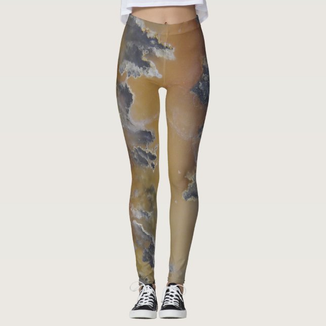 Legging Rocha Natural De Agate De Mossy Cute Projetada (Frente)