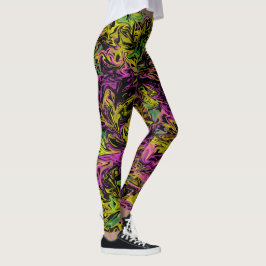 Legging Rochas Brilhantes de Verde Rosa e Amarelo em Preto