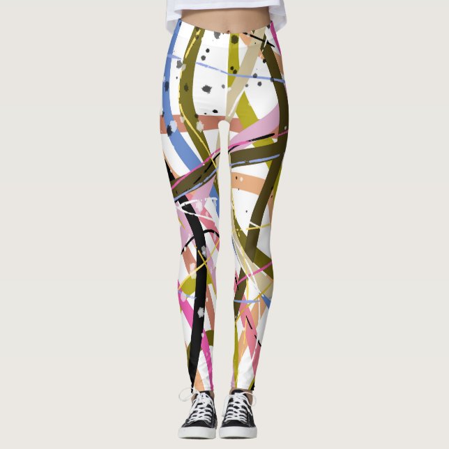 Legging Rochas de Design azul-alaranjado (Frente)