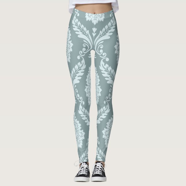 Legging Rococo Damask Lg Pattern Duck Egg Blue+Teal (Frente)