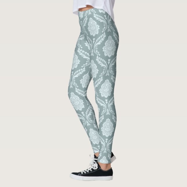 Legging Rococo Damask Pattern Duck Egg Blue+Teal (Esquerda)