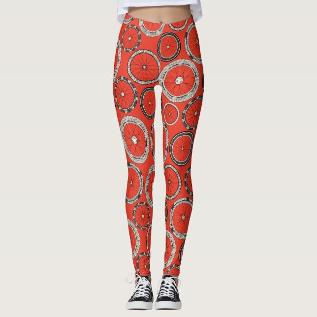 Legging rodas de bicicleta disparam laranja (Frente)