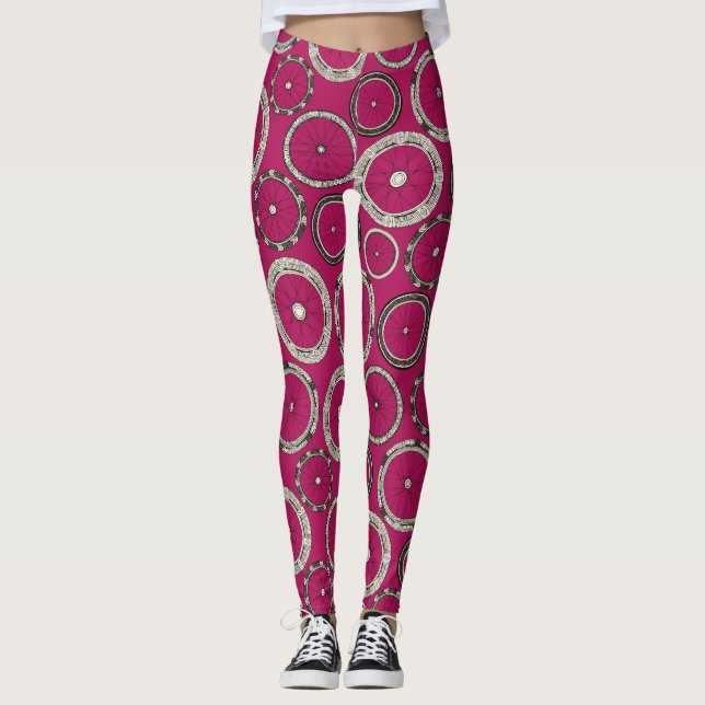 Legging rodas de bicicleta rosa (Frente)