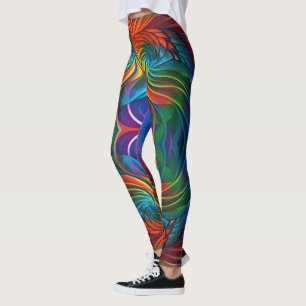 Legging Rodovalho de penas coloridas