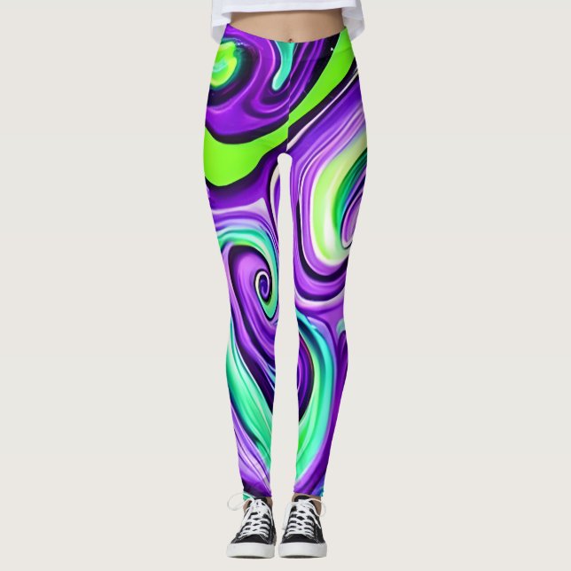 Legging Rodovalho Roxo e Verde (Frente)