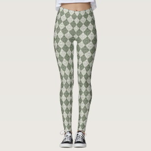 Legging Rolar Damask Rpt Padrão Verde Lt Verde
