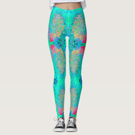 Legging Rolha de Abstrato do Groovy Retro Arco-Íris Líquid
