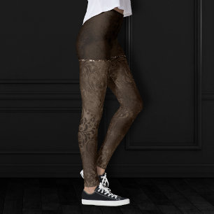 Legging Romance em Bronze à meia-noite   Satinge Damask