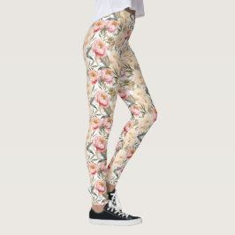 Legging Romântica Aquarela Peony Floral