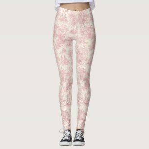 Legging Romântico Padrão Francês de Toile Rosa Campestre (
