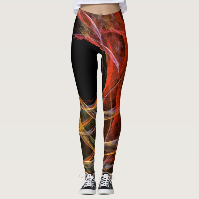 Legging Rompendo o Círculo Vórtice de Fogo Arte Abstrata (Frente)