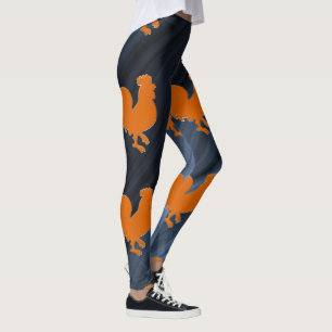Legging Rooster Laranja e Fundo Azul
