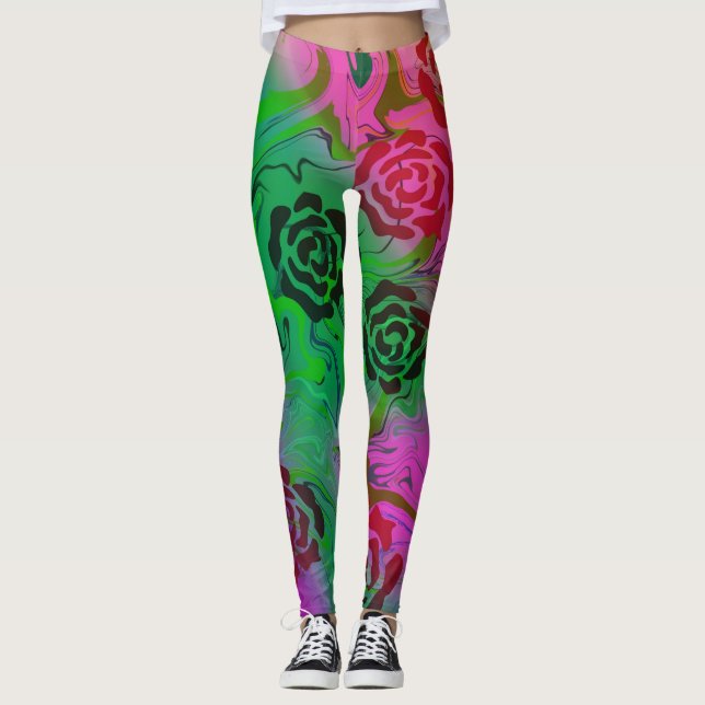 Legging rosa abstrato (Frente)