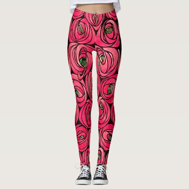 Legging Rosa Art Nouveau Rennie Macintosh Graphic (Frente)