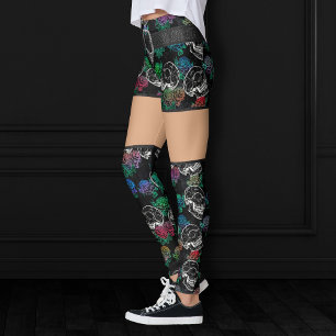 Legging Rosa Azul do Crânio  Legal Grunge Sapphire