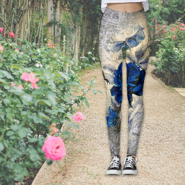 Legging Rosa Azul Escura Vitoriana Ephemera Chic Vintage