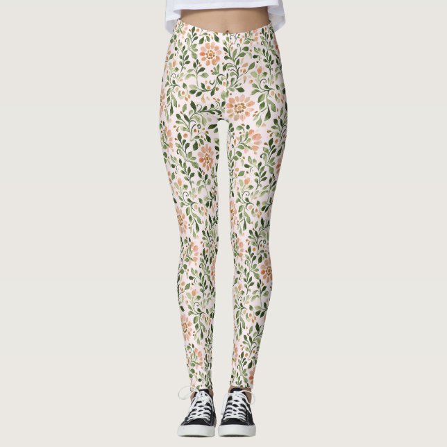 Legging Rosa Bege Verde Menta Borboleta (Frente)