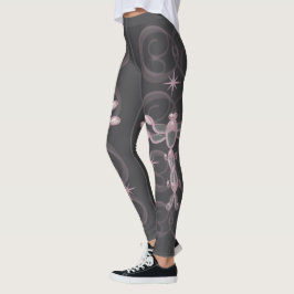 Legging Rosa, Cinza, Dragonistas de Vidro com Estrelas