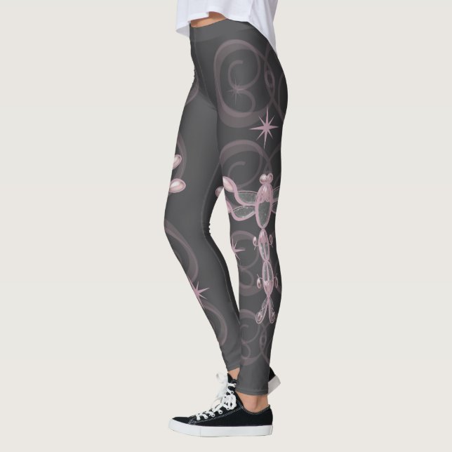 Legging Rosa, Cinza, Dragonistas de Vidro com Estrelas (Esquerda)