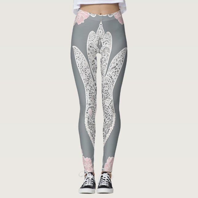 Legging Rosa claro na arte Lace AI (Frente)