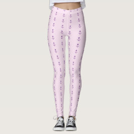 Legging Rosa Com Âncoras Náuticas Roxas