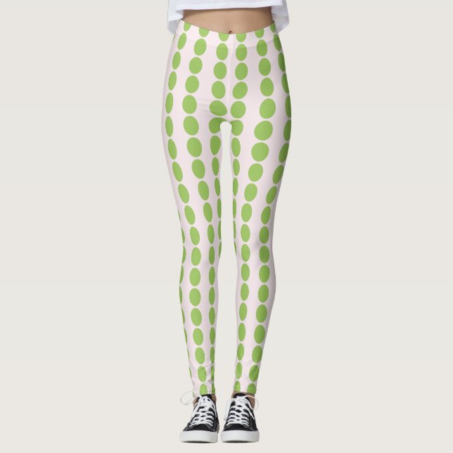 Legging Rosa Com Polka-Pontos Verdes (Frente)