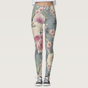 legging rosa com rosas