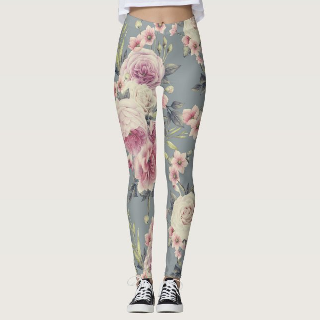 legging rosa com rosas (Frente)