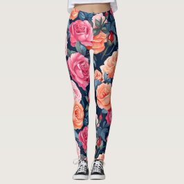 Legging Rosa cor-de-rosa-vermelho Design de padrão laranja