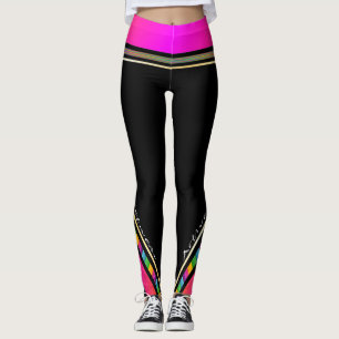 Legging Rosa de aspas de visto ativo com texto branco