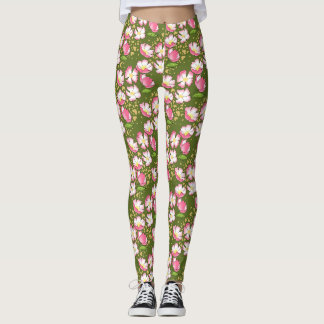 Legging rosa de cão romântico desenhado à mão