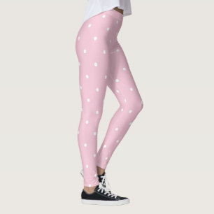 Legging Rosa de chá, pontos cor-de-rosa e brancos