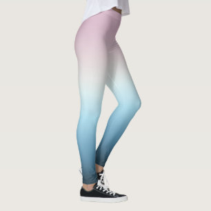 Legging Rosa de Gradação de Pastel Cor-de-Rosa e Azul