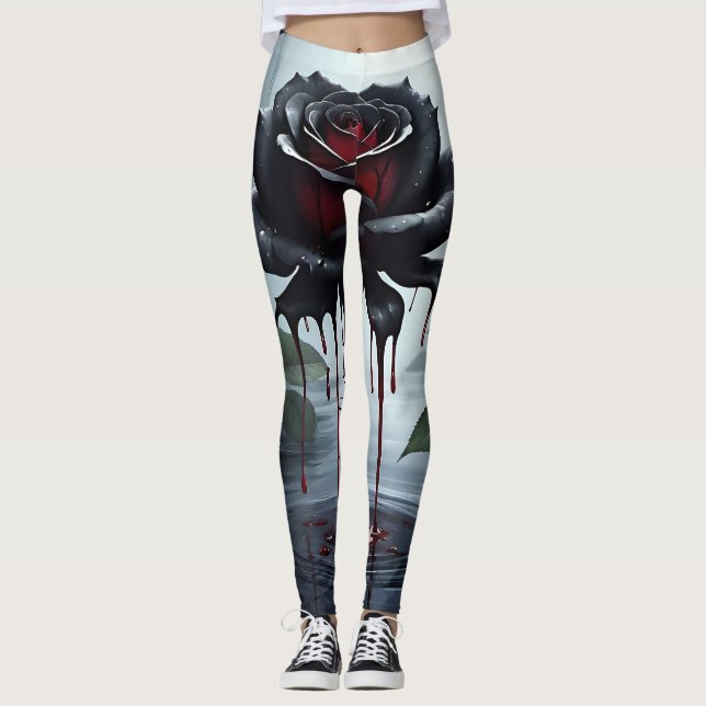 Legging Rosa de preto estranho (Frente)