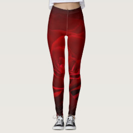 Legging Rosa de Sangue Vermelho Profundo em Preto