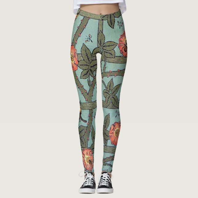Legging Rosa de subida e pássaro pequeno, William Morris (Frente)