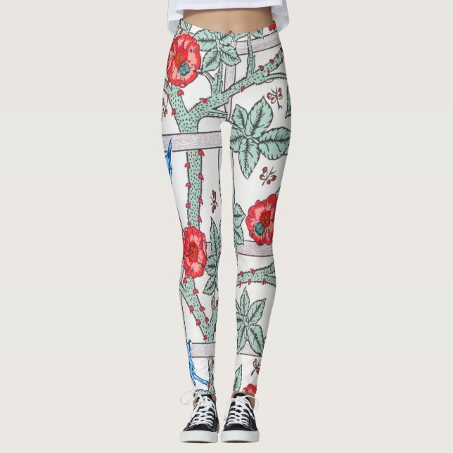 Legging Rosa de subida e pássaro pequeno, William Morris (Frente)