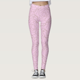 Legging Rosa de vidro manchado: Rosa Dourado a rosa