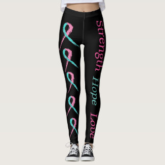 Legging Rosa do amor da esperança da força e caneleiras da