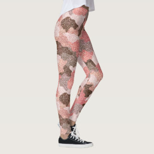 Legging Rosa Dourado Camo Faux Glitter Camouflage Glam