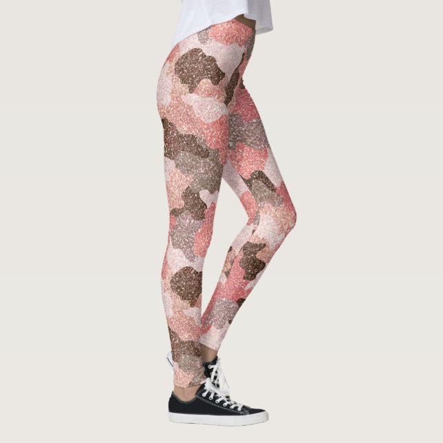 Legging Rosa Dourado Camo Faux Glitter Camouflage Glam (Direita)