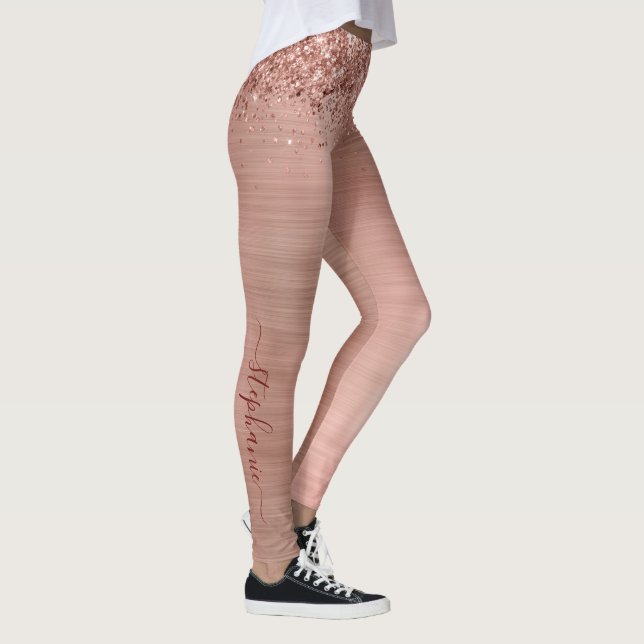 Legging Rosa Dourado Faux-Glitter Girly Glam Monograma (Direita)