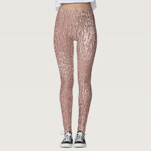 Legging Rosa Dourado Faux Metálico em Fluxo