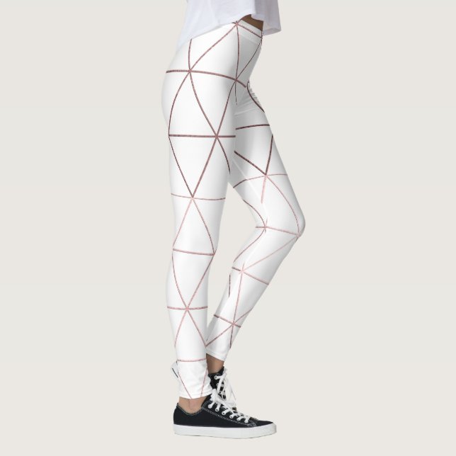 Legging Rosa Dourado Geométrico/Triângulos PixDezines (Direita)