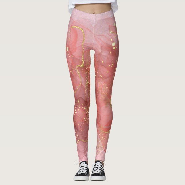 Legging Rosa Dourado Lâmpadas de Dissipação da Lente (Frente)