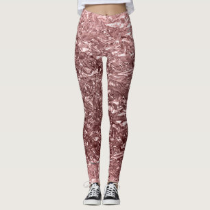 Legging Rosa Dourado Rosa Líquido Cromo Metal Metálico Vis