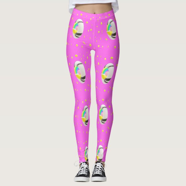 Legging Rosa e amarelo com o globo médio (Frente)