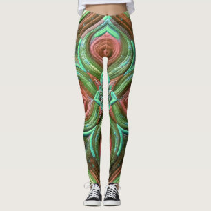 Legging Rosa e design abstrato verde com inclinação